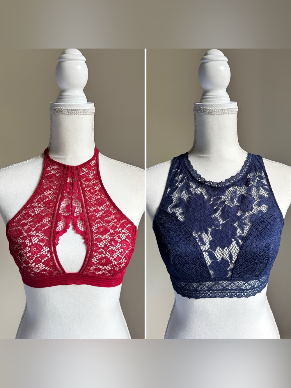 Set of 2 VICTORIA’S SECRET Lace Bralette Sets Sz S - Red & Blue